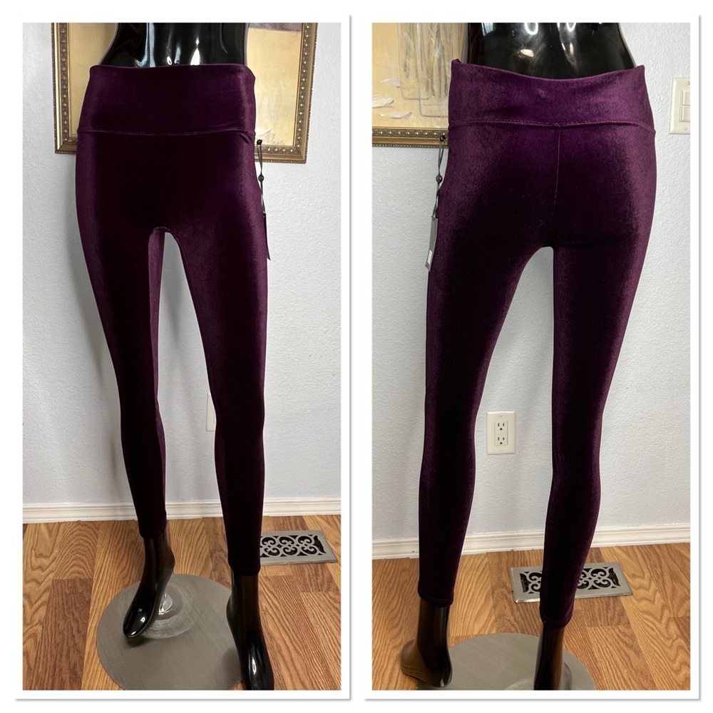 DKNY Women’s Grape Velvet Leggings Sz S NWT Polyester Spandex